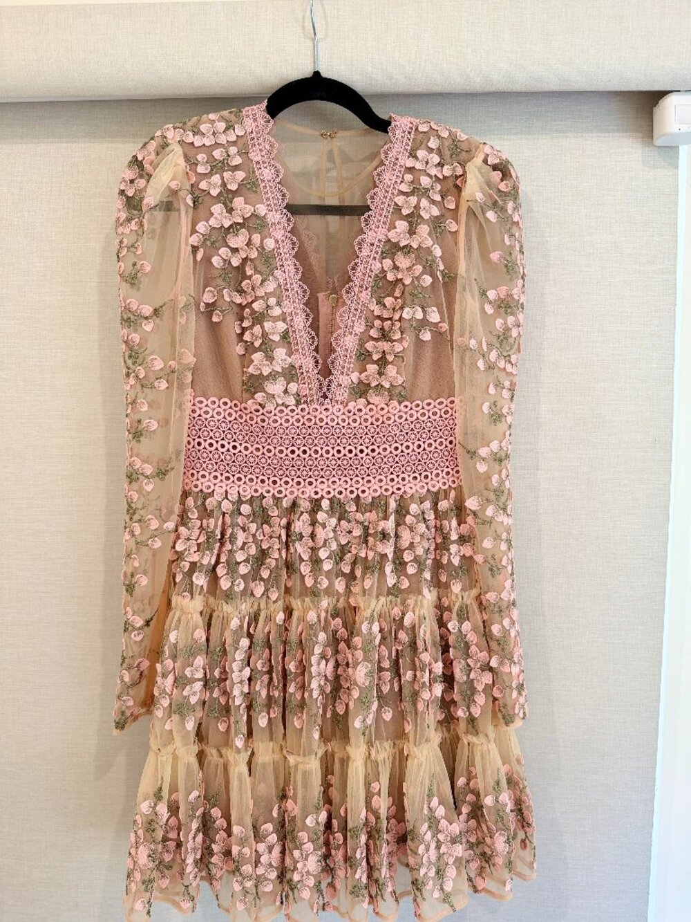 Bronx and Banco Pink Floral Embroidered Mini Dress Size S